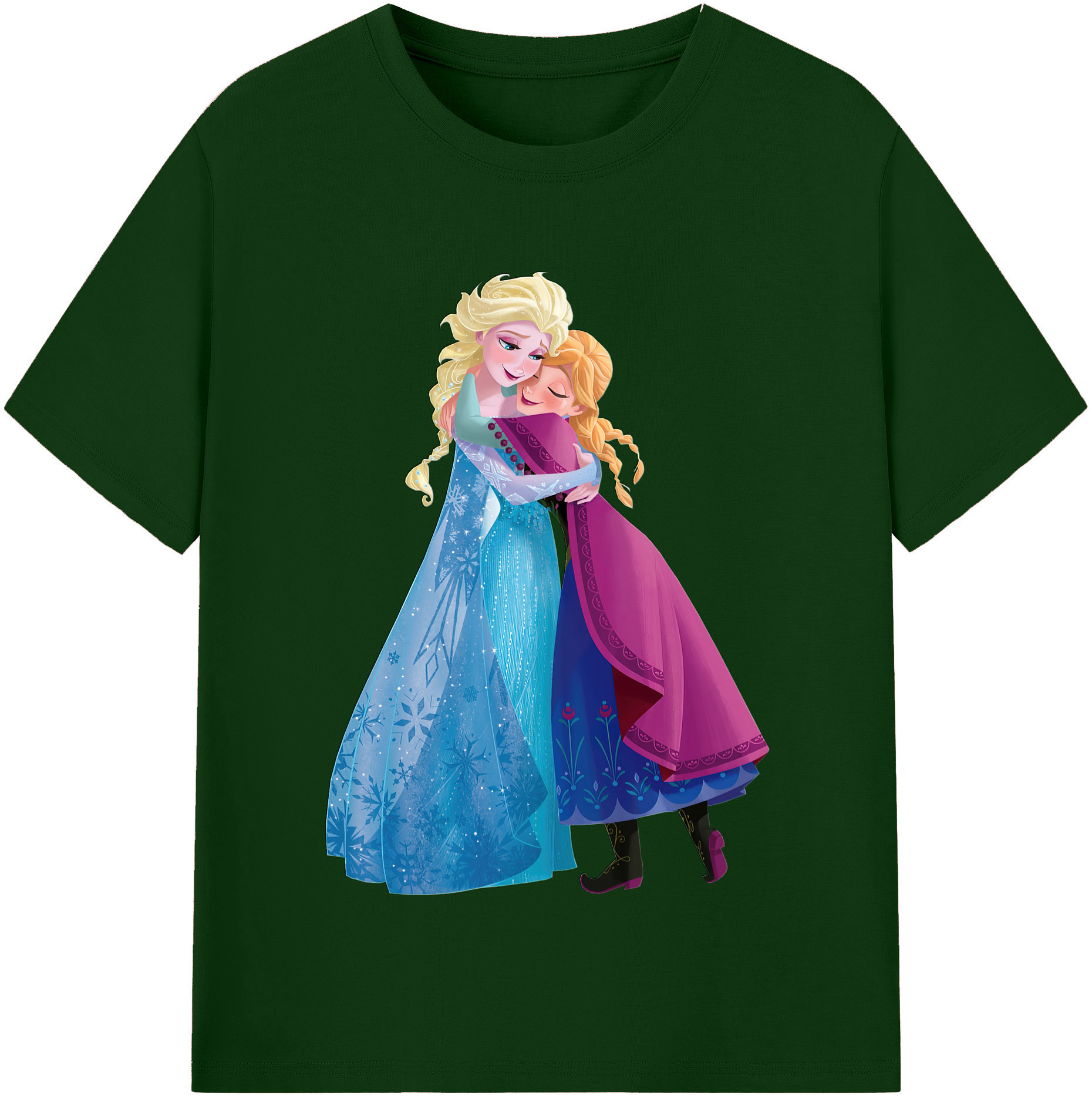 （画像用） アナと雪の女王 アンナ エルサ Frozen Anna Elsa 綿100％半袖Tシャツ（フロントプリント）